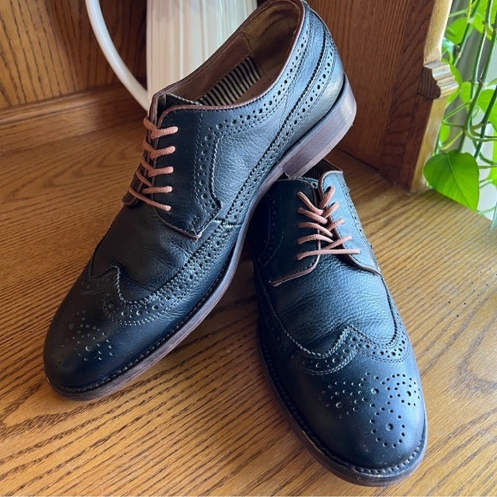 Johnston‎ & Murphy J&M 1850 Men's Black Leather Wingtip Oxfords 10M